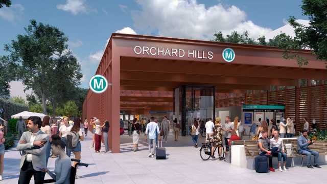 An artist impression new Sydney Metro at Orchard Hills Station