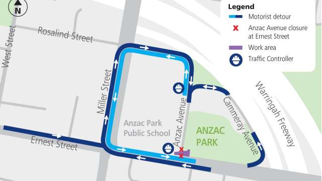 Temporary closure of Anzac Avenue at Ernest Street, Cammeray from 24 August 2021 news post