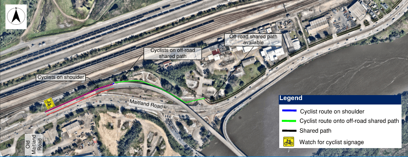 Upcoming temporary changes to cyclists on Maitland Road news post thumbnail