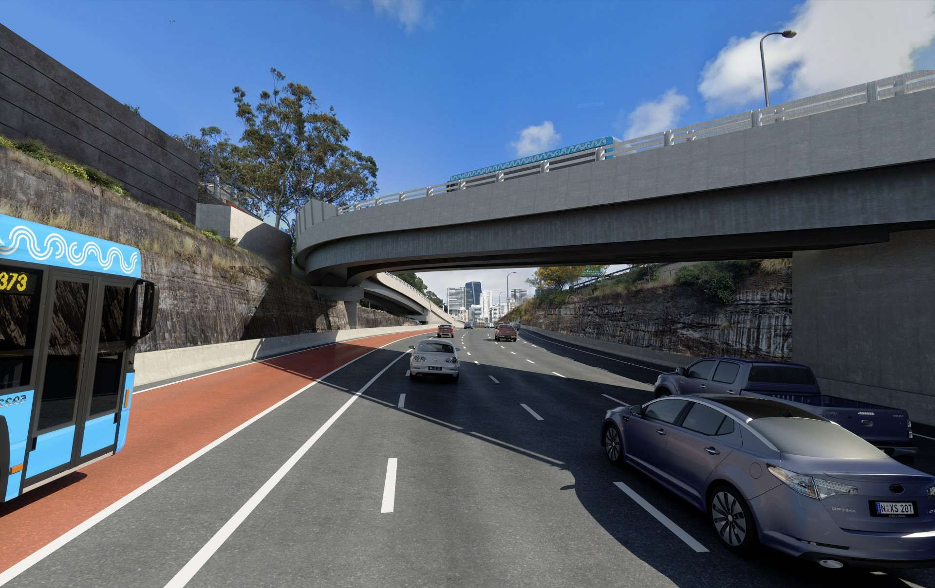 Artist's impression, Falcon Street southbound bus ramp-min