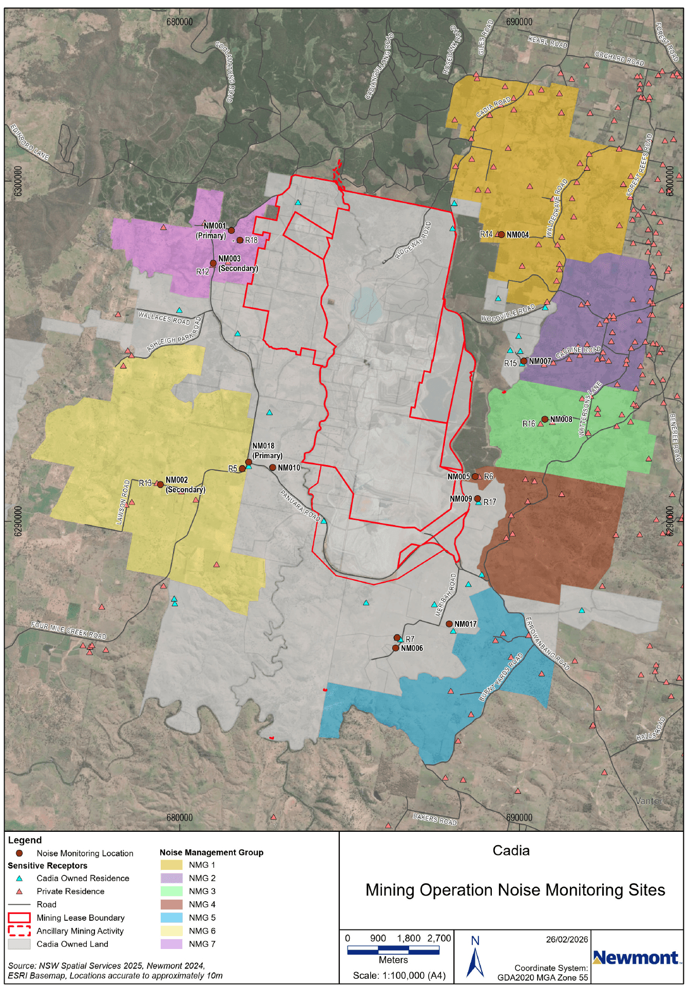 Cadia Noise Monitoring Locations