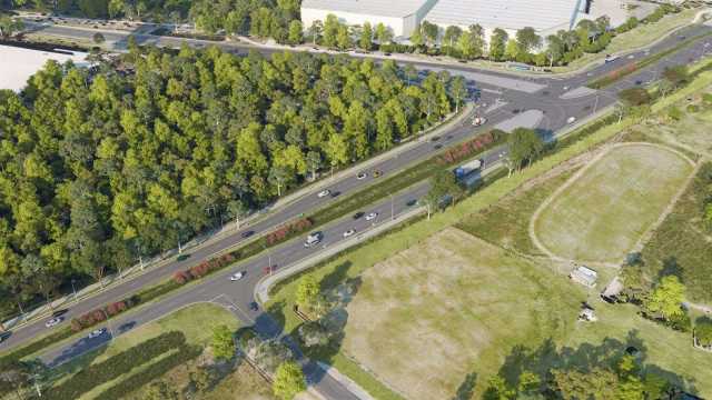Artist Impression - Aerial view looking south-east towards the Erskine Business Park