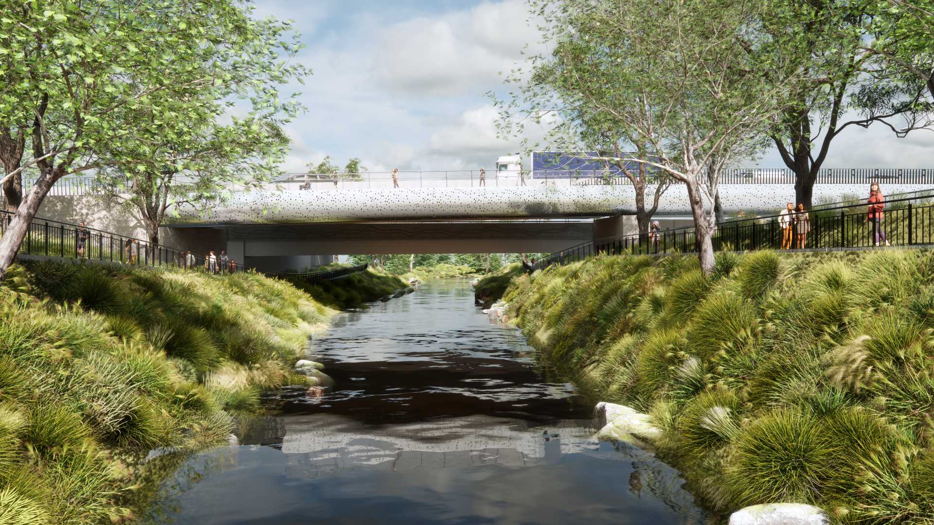 Image 11_looking west from the river torrens. Taylors bridge ahead