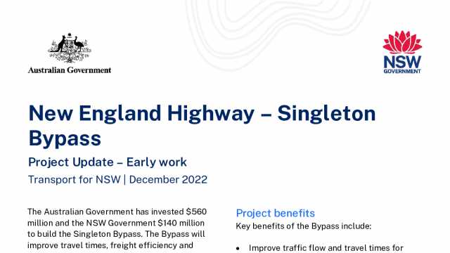 Singleton Bypass Project Update December 2022