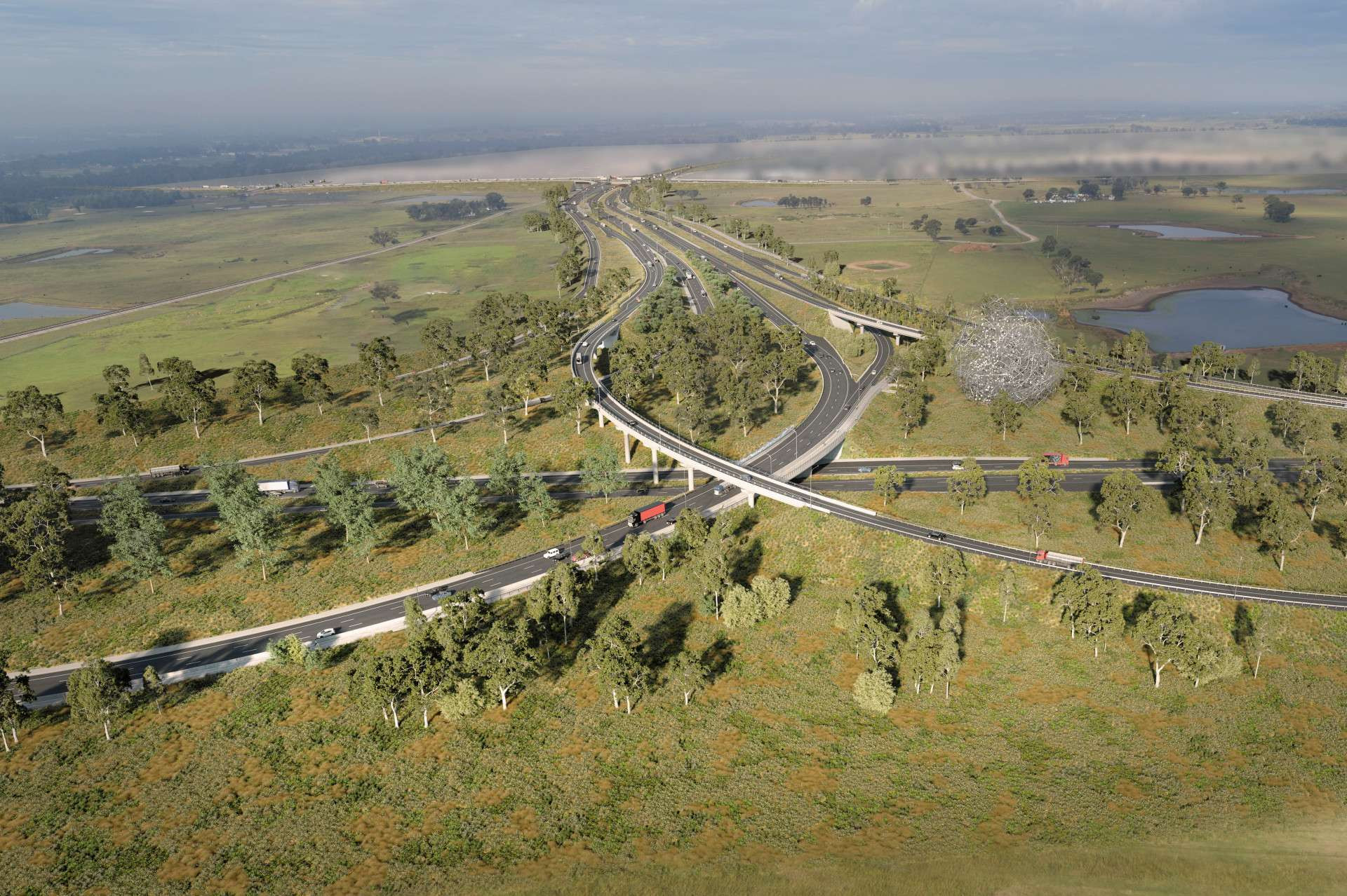 Aerial view south over Airport Interchange