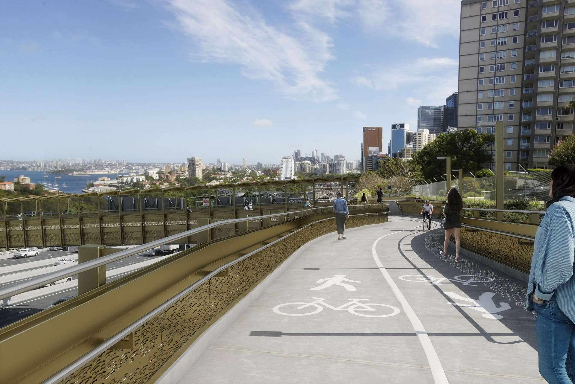 Artist's impression, Ridge Street shared user bridge access west side-min