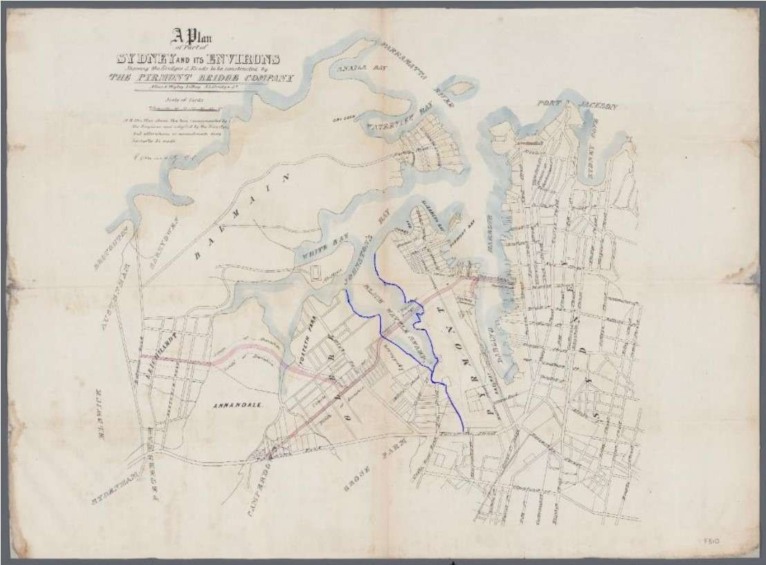 Blackwattle Bay urban renewal portal - Allan and Wigley 1857 map