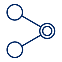 Pictograph of a node splitting into two