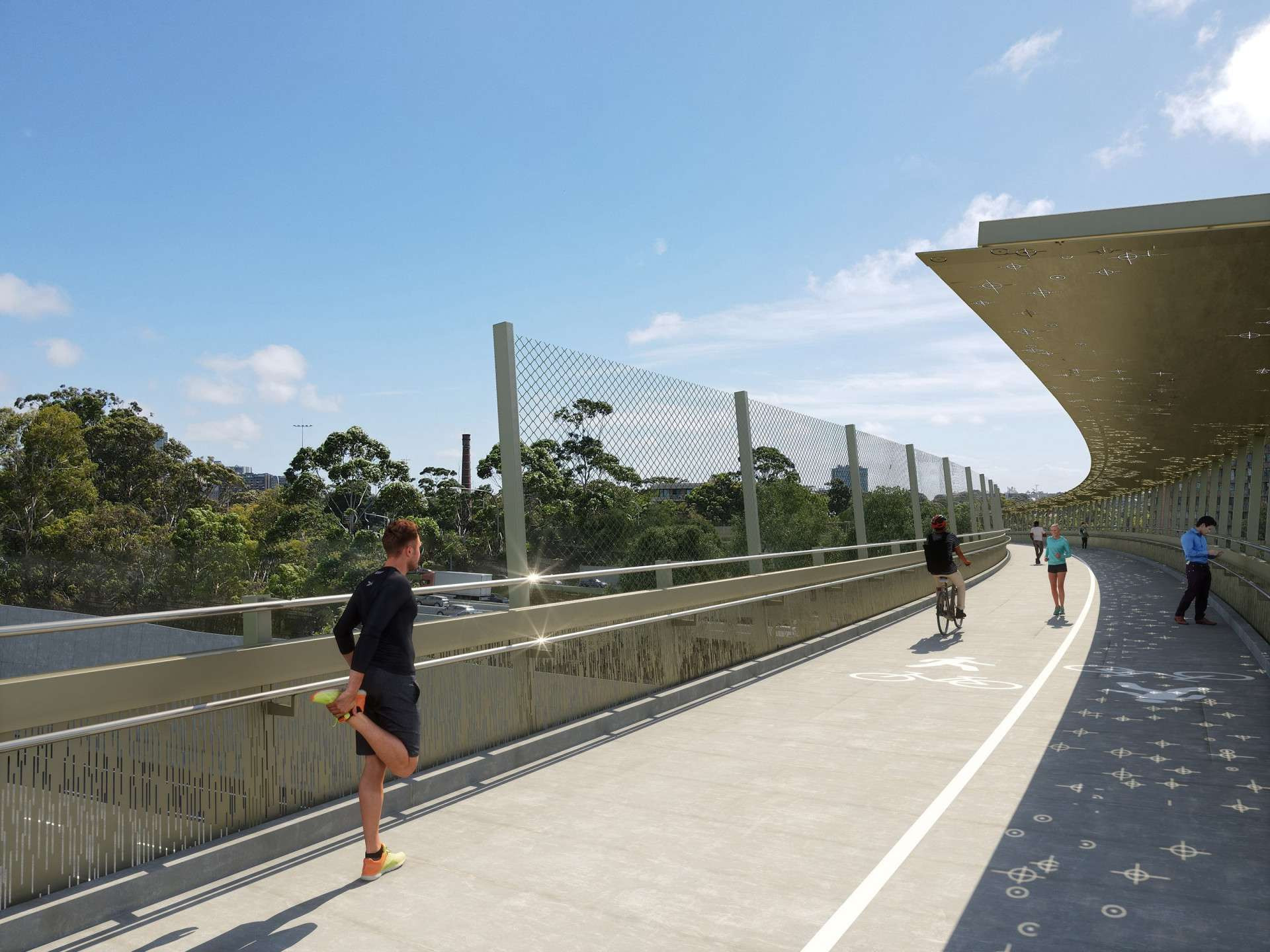 Artist's impression, Falcon Street shared user bridge-min