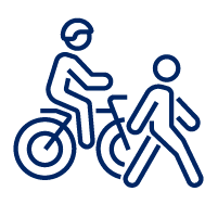 Pictograph of a cyclist and pedestrian