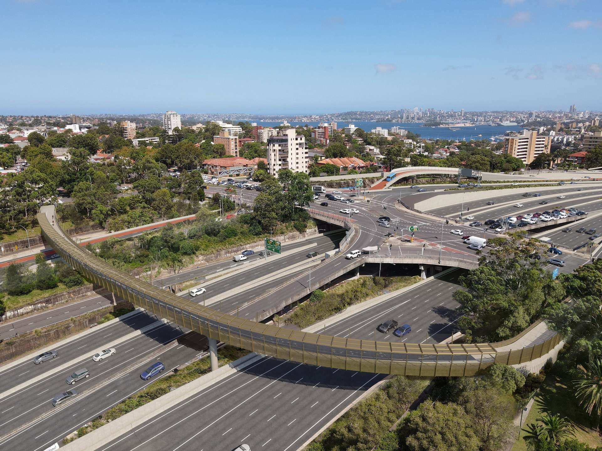 Artist's impression, Falcon Street shared user bridge aerial