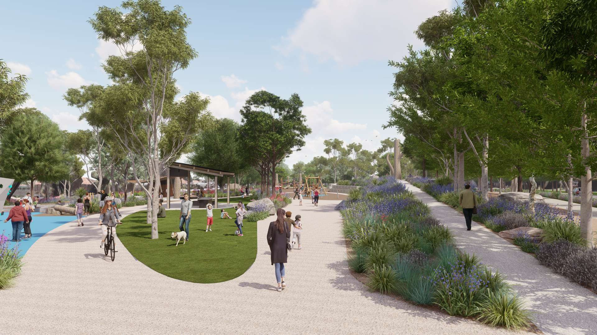 North-west facing view of a reserve at Celtic Avenue, Clovelly Park near the Southern Tunnels' southern portal.