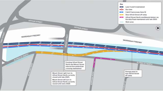 New Alfred Street off ramp opens from 5am Saturday 2 August 2025 news post thumbnail