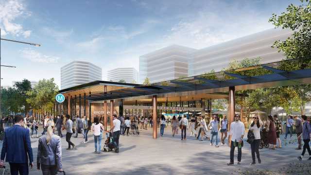 An artist impression new Sydney Metro at Aerotropolis Station